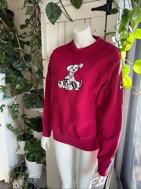 Disney vintage Deep red 101 Dalmatians Crewneck Sweatshirt Med EUC